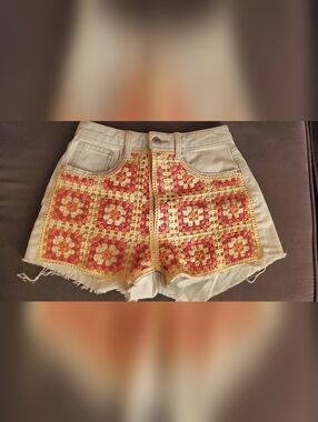 Crochet Denim Jean Shorts Size 0
